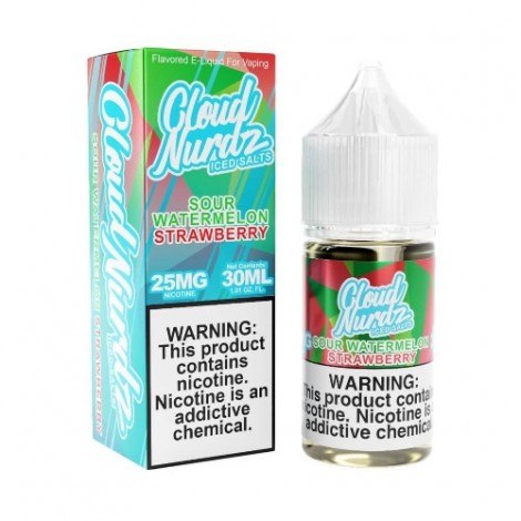 Cloud Nurdz Iced Salt E-Liquid - Sour Watermelon Strawberry